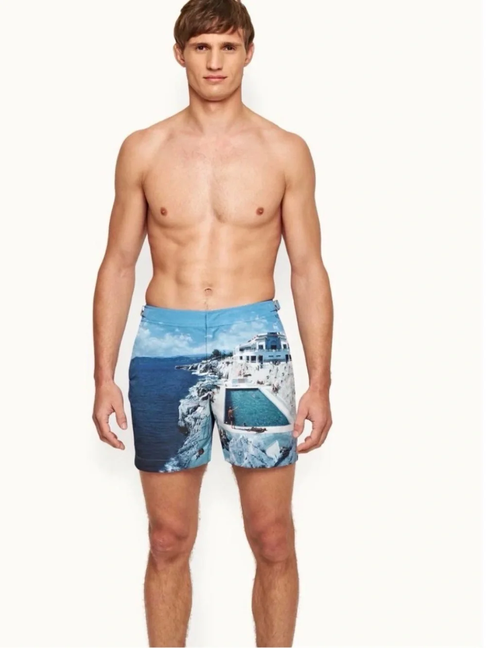 Orlebar Brown Blue Scenic Coast Print Swim Shorts
